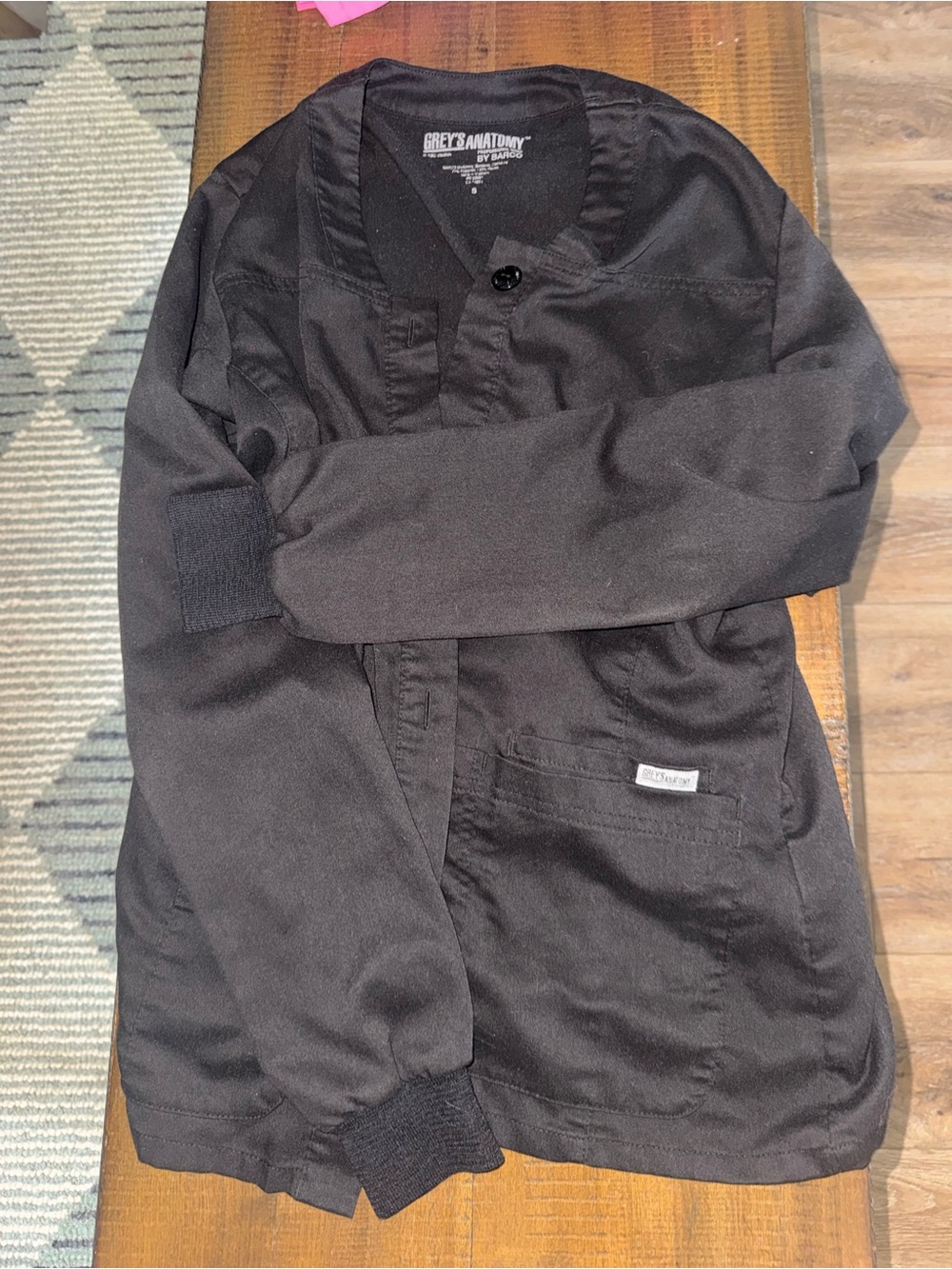 GREY'S ANATOMY womens Black Scrub Jacket